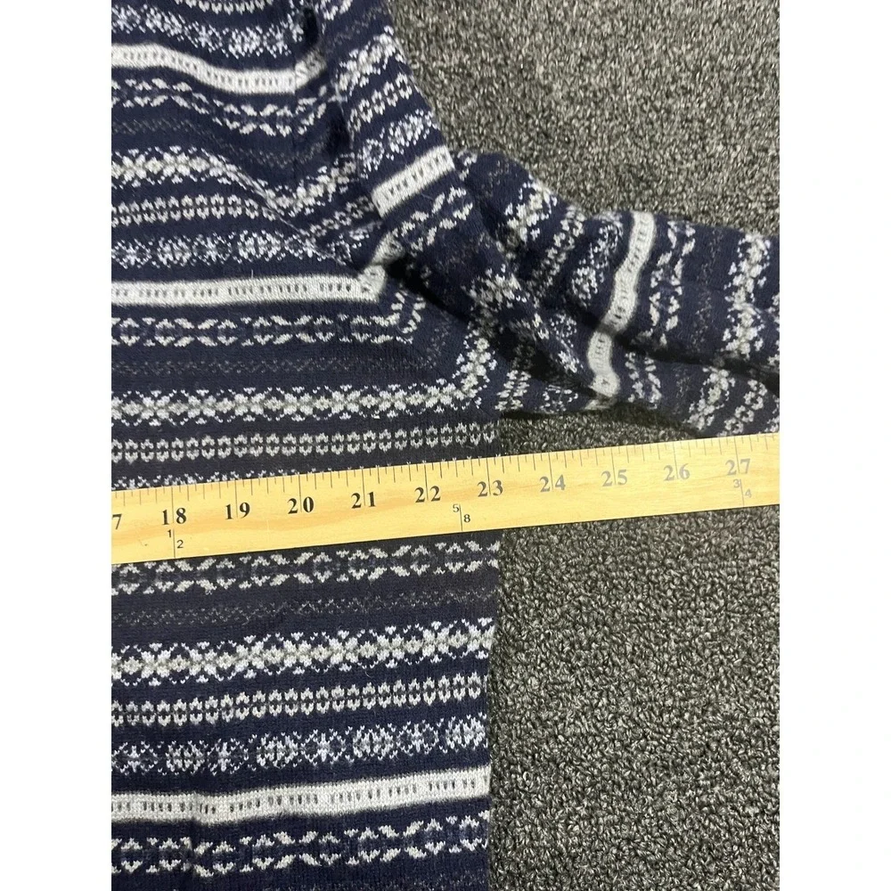 JOS A BANK Mens L V-Neck Fair‎ Isle Sweater 80 Lambswool Navy White